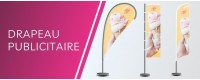 Impression en ligne de drapeau publicitaire: oriflamme, beach flag pas cher sur Evoprint.fr